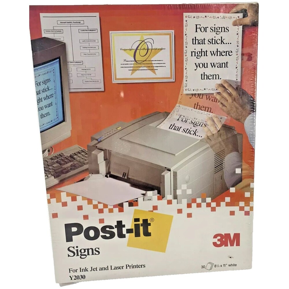 30 Post-it Signs - 8.5 x11 - Ink Jet & Laser - Y2030 Sealed Package